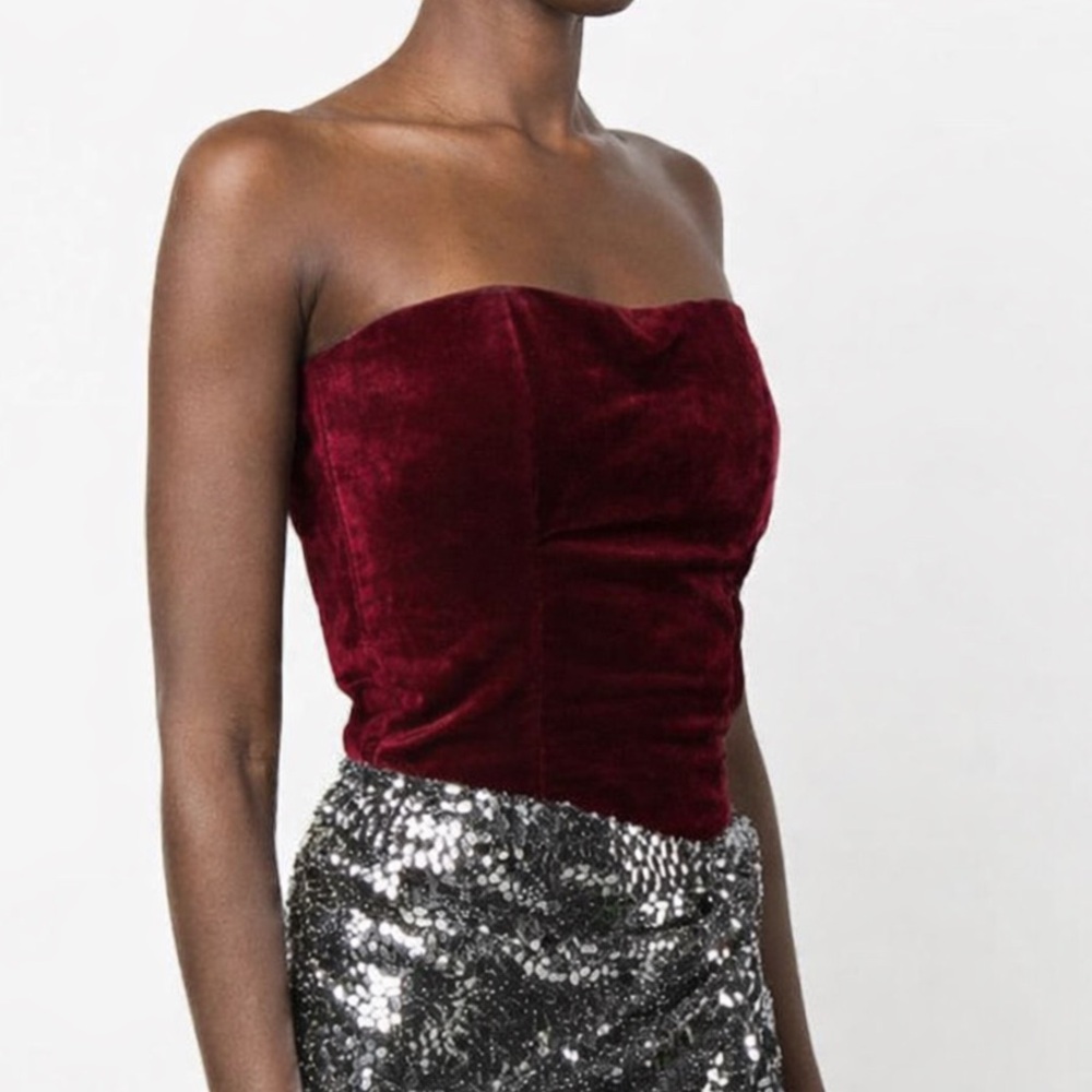 REVELRY Burgundy Strapless “Micah” Top